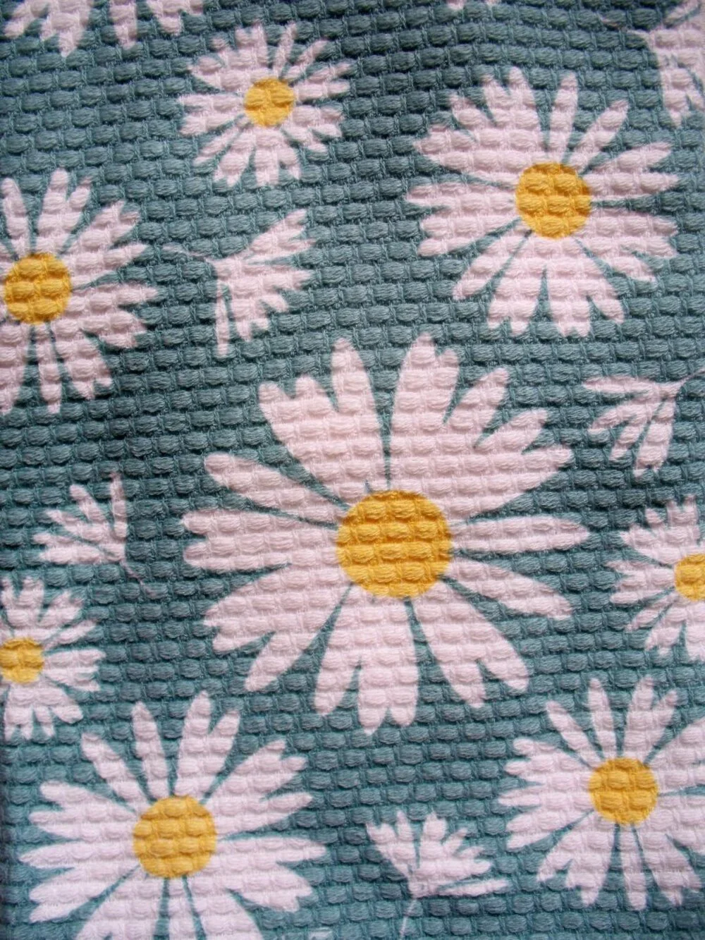 KitchenAid 2 Pc Kitchen Dish Towel Set Daisies Teal White Yellow Cotton NWT